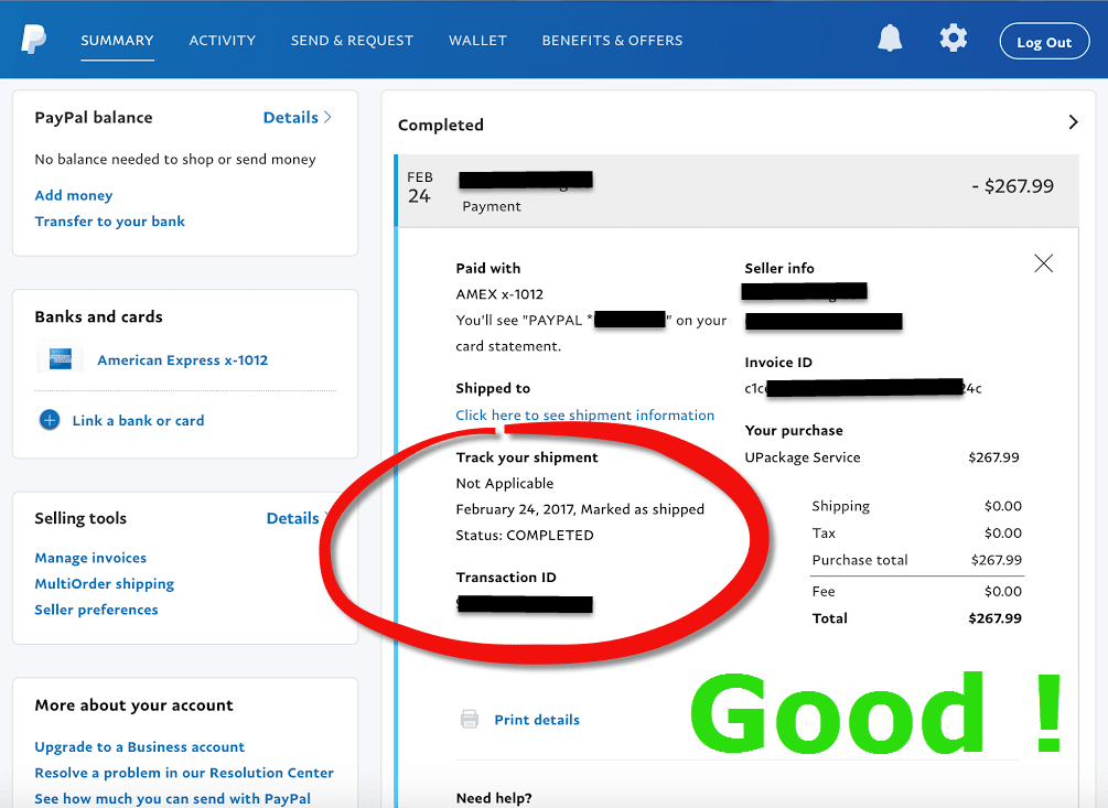 how to confirm receipt on paypal mobile